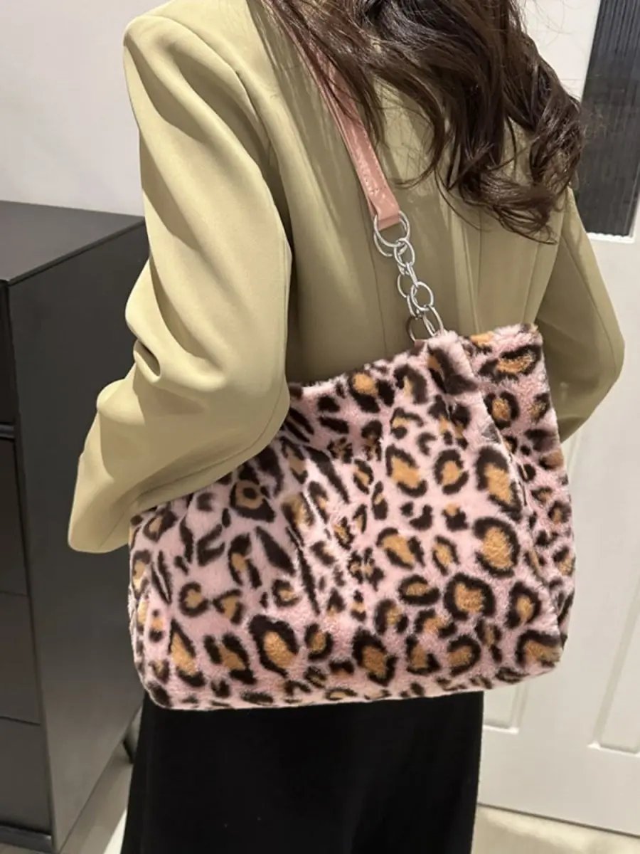 Faux Fur Leopard Shoulder Bag - Love Salve